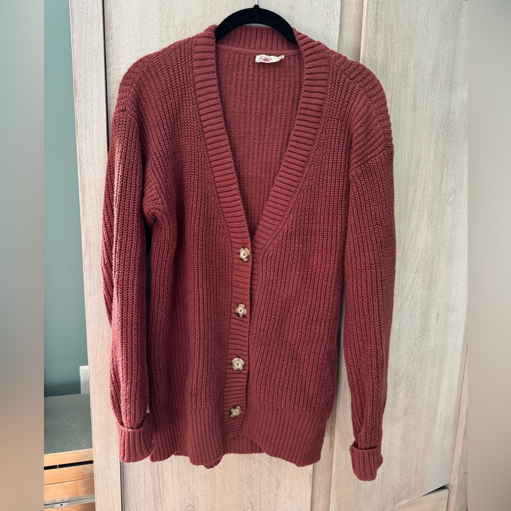 Faherty Cozy Cotton Boyfriend Cardigan - Henna